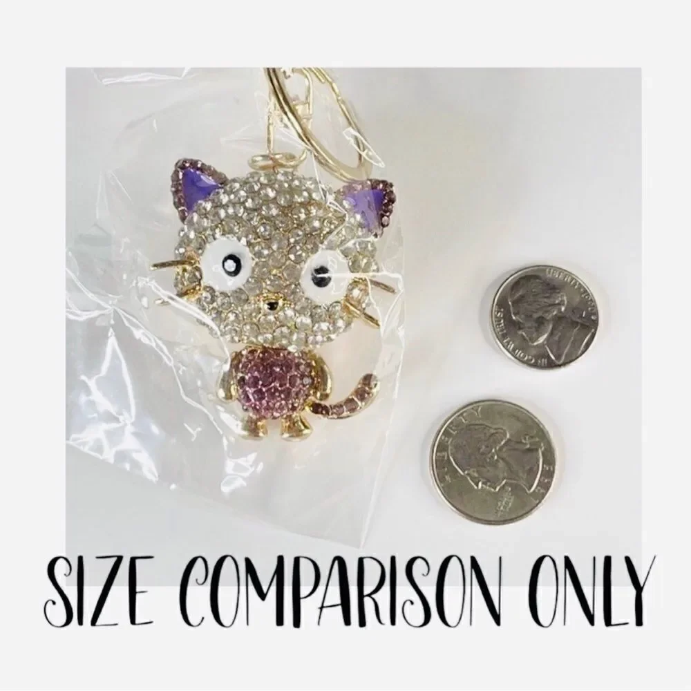 Kitty Keychain Charm- Sparkly Red & White